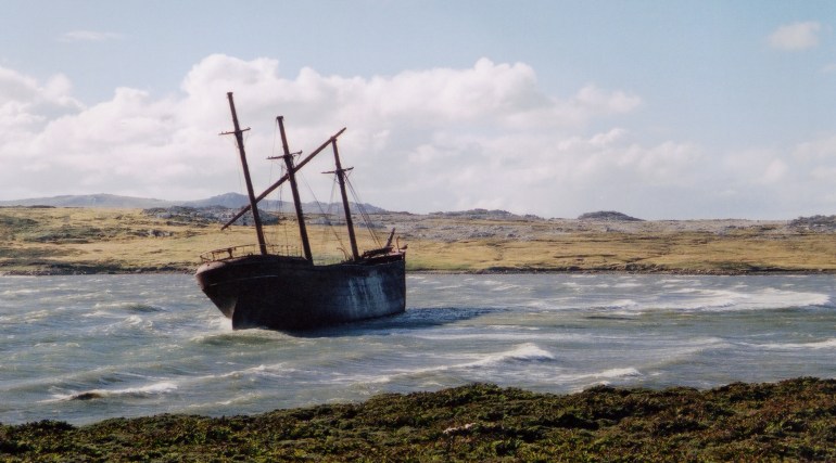 On 4 December 1912, The Lady Elizabeth left Vancouver bound for Delagoa Bay Mozambique,[9] with a shipment of lumber. The ship encountered severe weather halfway through the voyage and was damaged just off Cape Horn. Four crew members were lost overboard, along with the ship's two boats and part of her deck cargo. She also sustained damage to the deck fittings, wheel, moorings, and other parts of the ship. Captain Hoigh ordered the ship to the nearest port for repairs. The Lady Elizabeth altered course for Stanley, Falkland Islands. Fifteen miles outside Port Stanley, the Lady Elizabeth struck Uraine Rock just off Volunteer Point and suffered a six-foot break in the hull and keel along with a foot long hole. The ship began to sink but was able to get to Port Stanley for repairs. After the ship was examined, the Lady Elizabeth was condemned (declared unseaworthy) because of the damage. In June 1913, she was condemned and converted into a coal hulk. She was sold to Crown Receiver of Wreck, Falkland Islands for £1,000. The Lady Elizabeth remained stationed there until 17 February 1936 when her mooring lines broke during a storm and she drifted to where she now lies in Whale Bone Cove in Stanley Harbour.