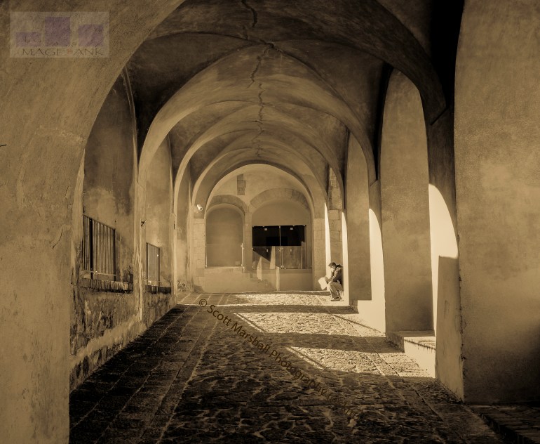 So I thought to myself I am quiet enjoying this meander between the highlands of Scotland and Italy - so I went for wee wander in to my archive and had a play with some bleach toning - I hope you like the result - I am extremely pleased with it - when I took the shot I simply didn't have the skill-set to cope with recovering the strong light around the figure at the end of the tunnel - but more importantly I am pleased that my composition has stood the test of time (well that's my view anyway - lol)